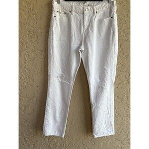 J Crew Sz 28 White Wash Distressed Women’s Mid Rise Jeans Fairy Summer Classic